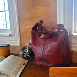 Rich Brown Fossil Maddox slouch bag.